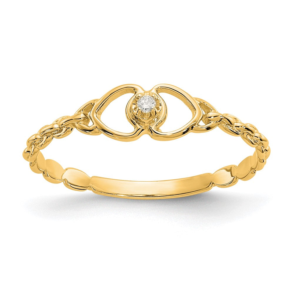 10K Yellow Gold 10K Aa Diamond Heart Ring