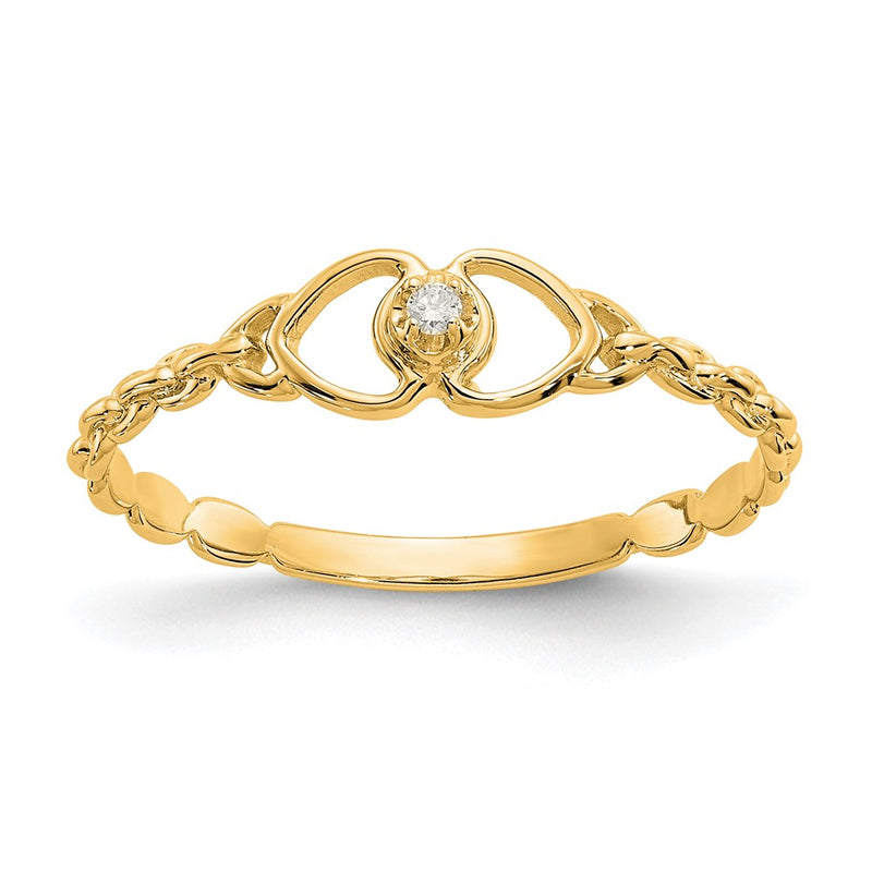 10K Yellow Gold 10K Aa Diamond Heart Ring