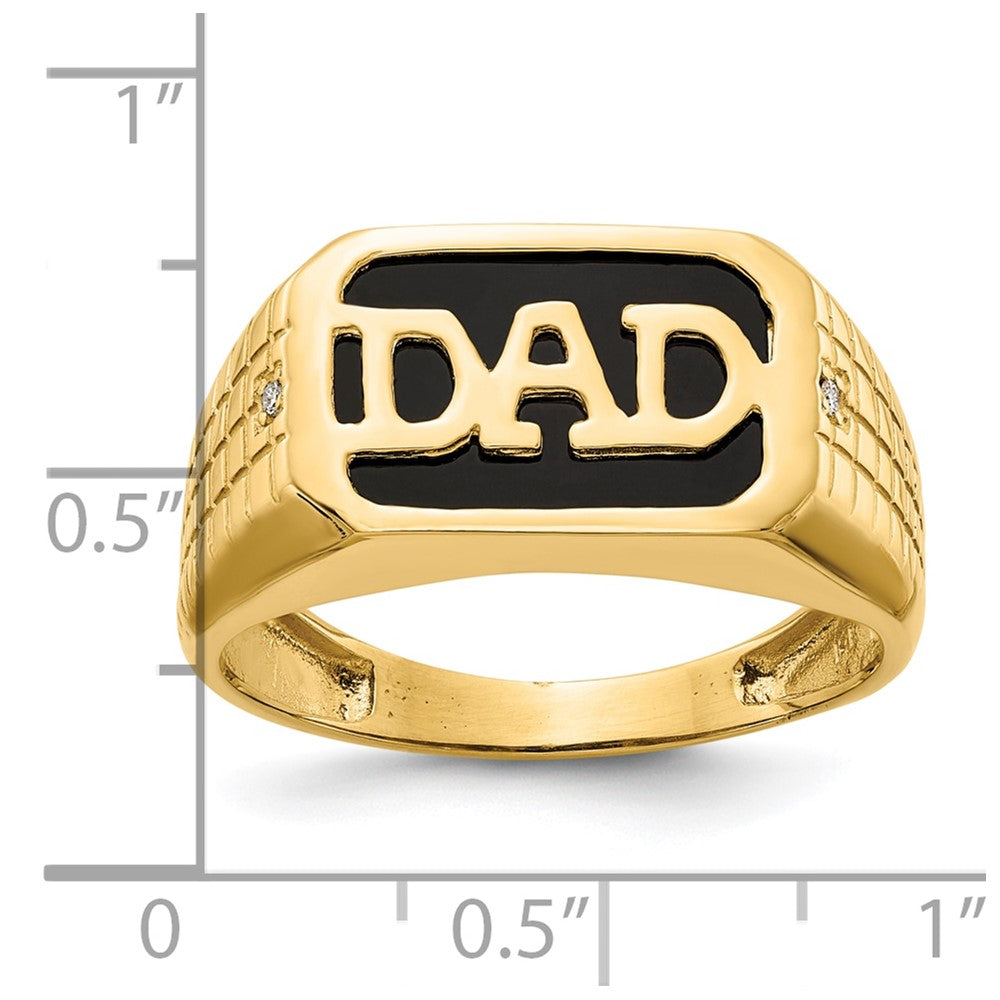 10K Yellow Gold 10K Aa Diamond Onyx Dad Ring