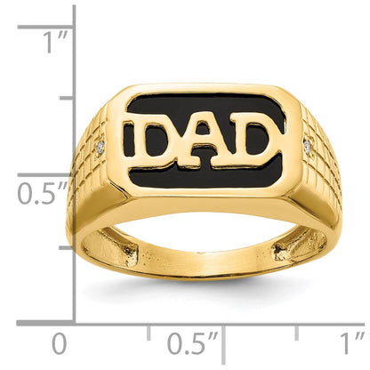 10K Yellow Gold 10K Aa Diamond Onyx Dad Ring