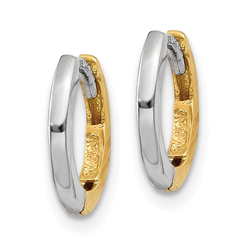 10K Two-Tone Mini 1.35mm Round Hinged Hoop Earrings