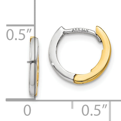10K Two-Tone Mini 1.35mm Round Hinged Hoop Earrings