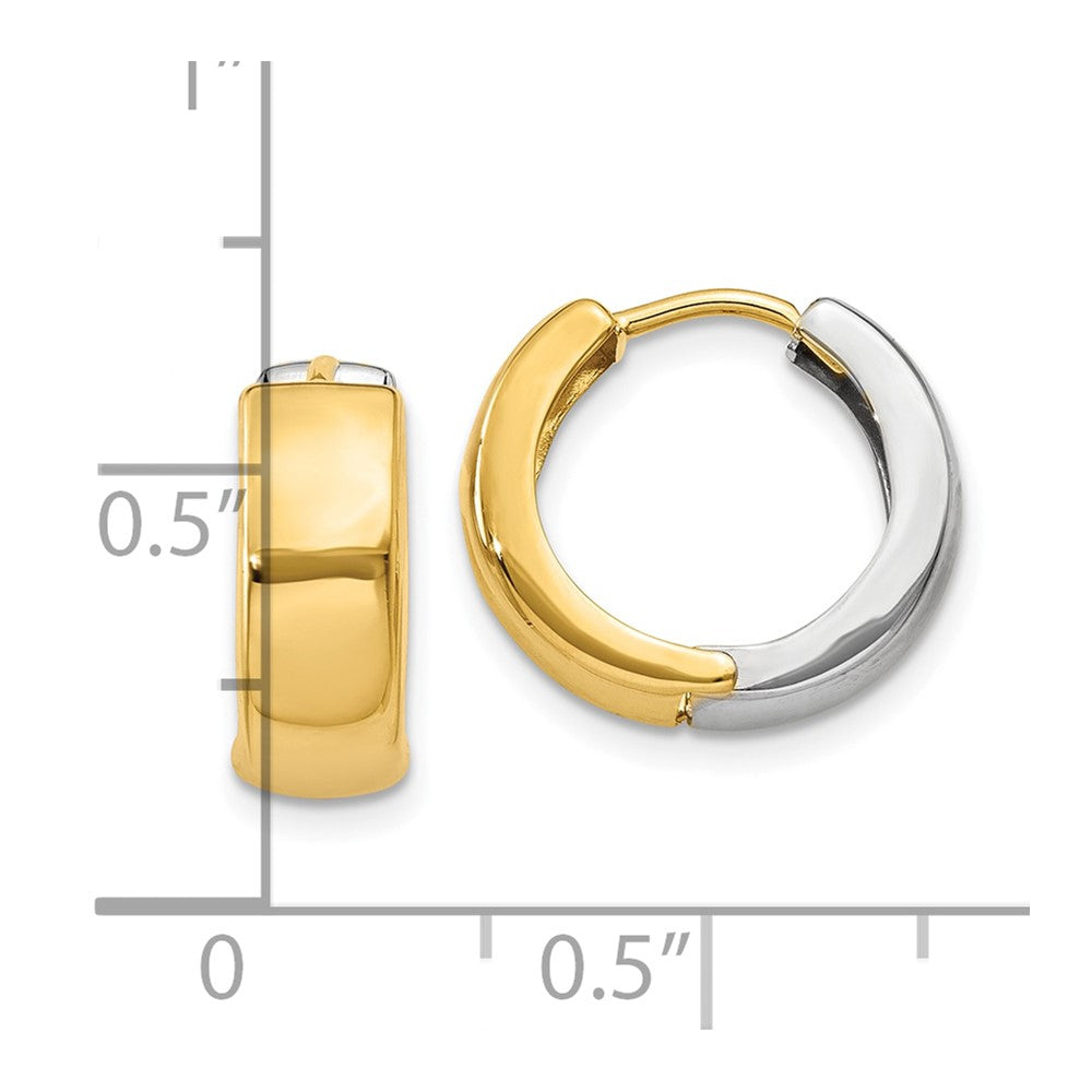 10K Two-Tone Hinged Hoop Earrings