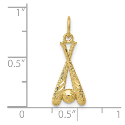 10K Yellow Gold Baseball Bats & Ball Pendant