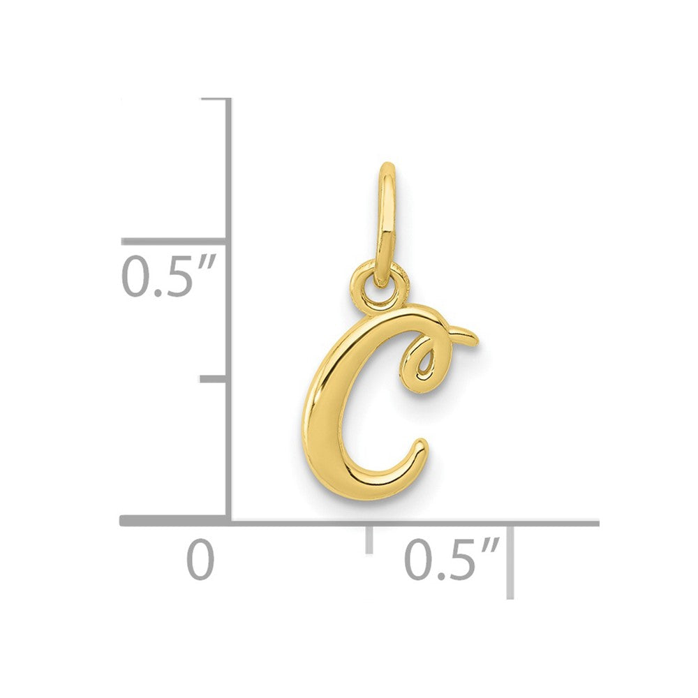 10K Yellow Gold Letter C Initial Charm