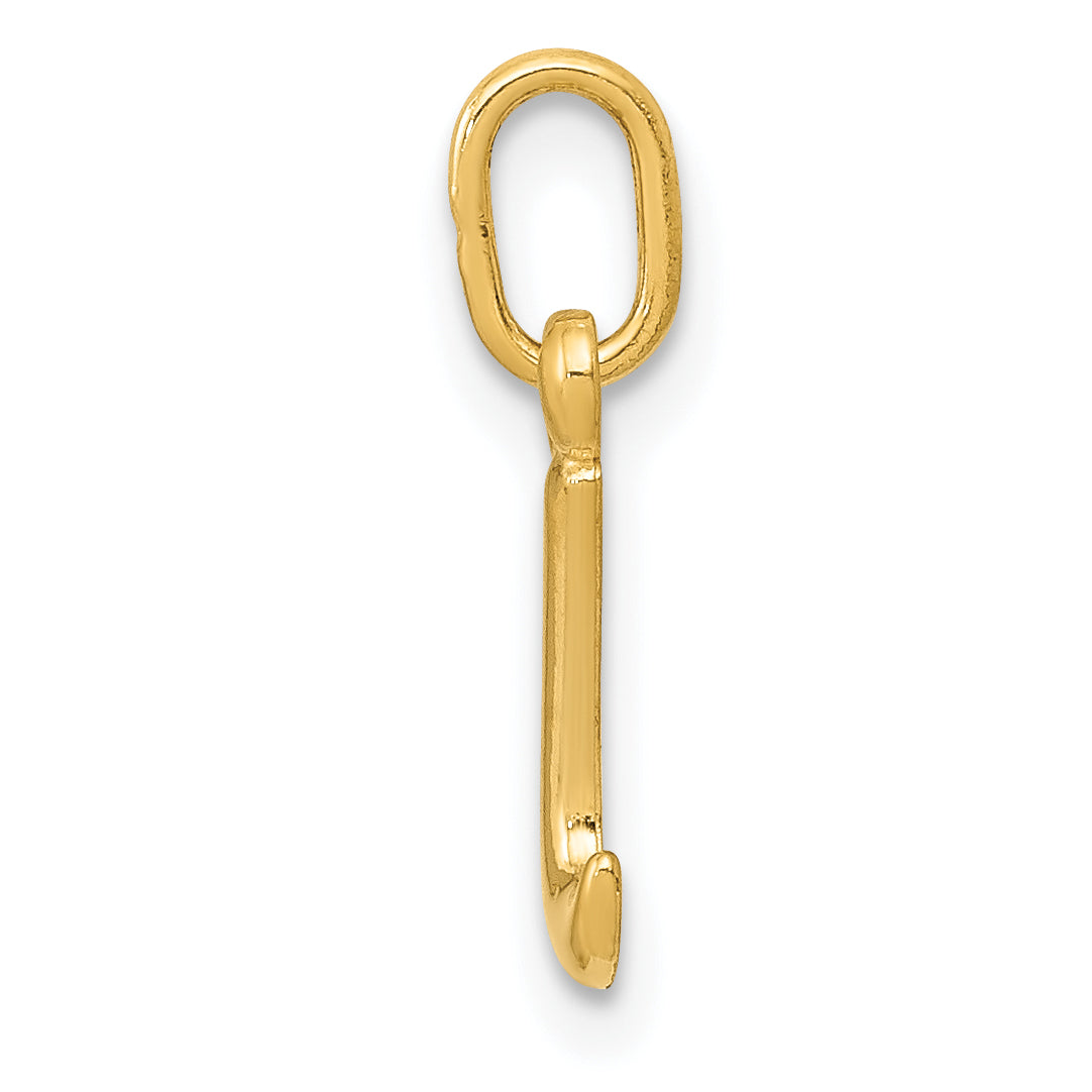 10K Yellow Gold Letter I Initial Charm