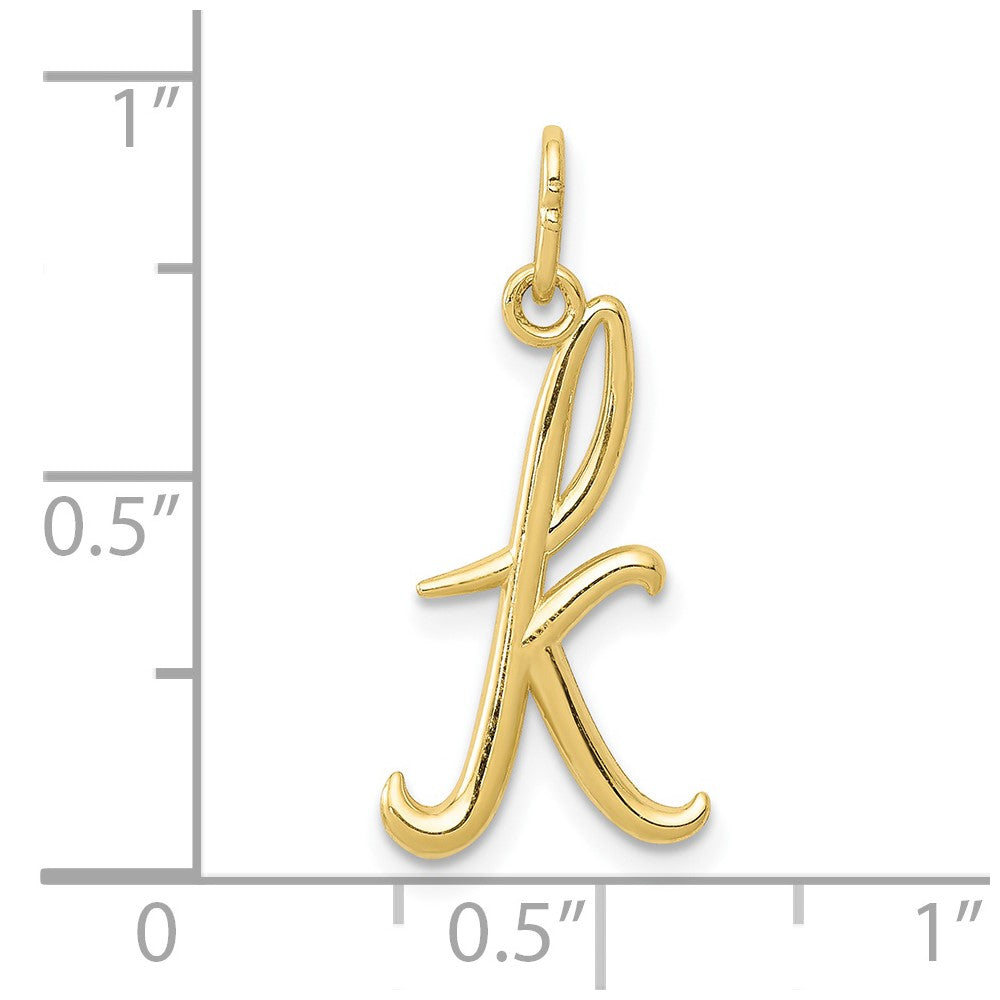 10K Yellow Gold Letter K Initial Charm