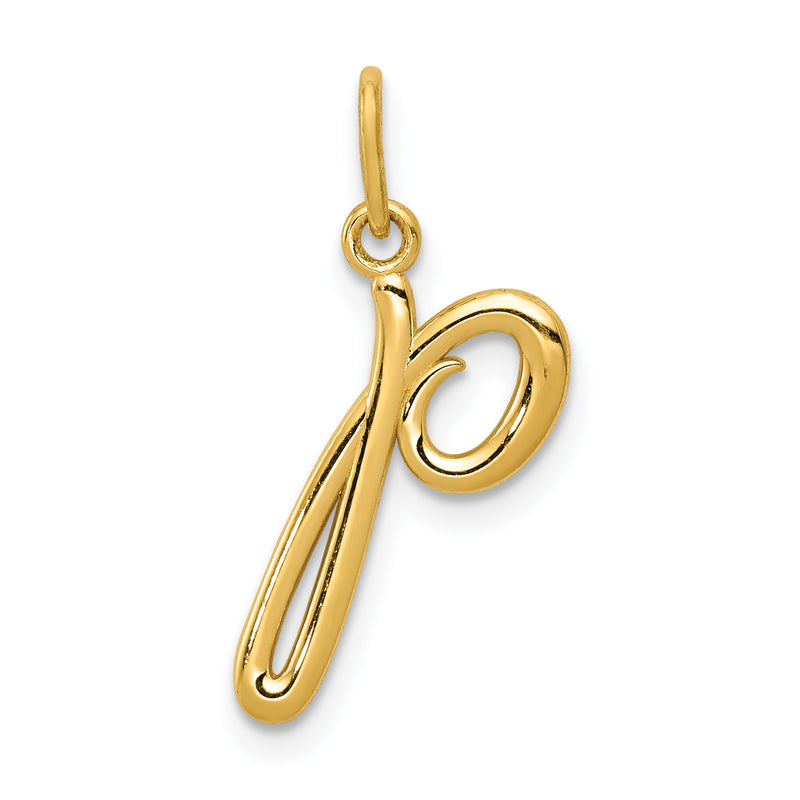 10K Yellow Gold Letter P Initial Charm