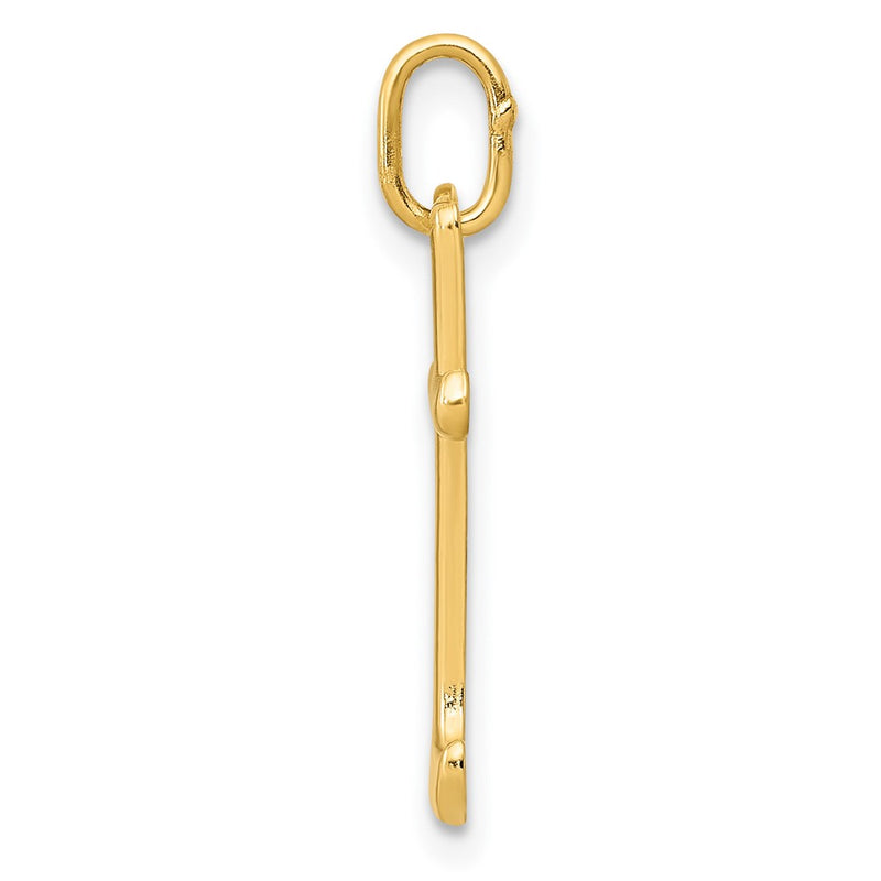 10K Yellow Gold Letter T Initial Charm