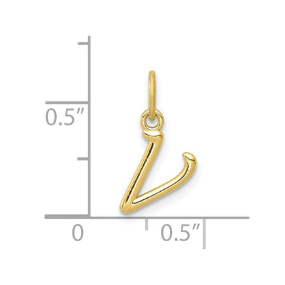 10K Yellow Gold Letter V Initial Charm
