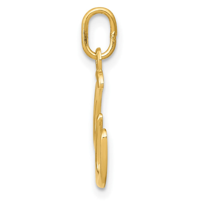 10K Yellow Gold Letter W Initial Charm
