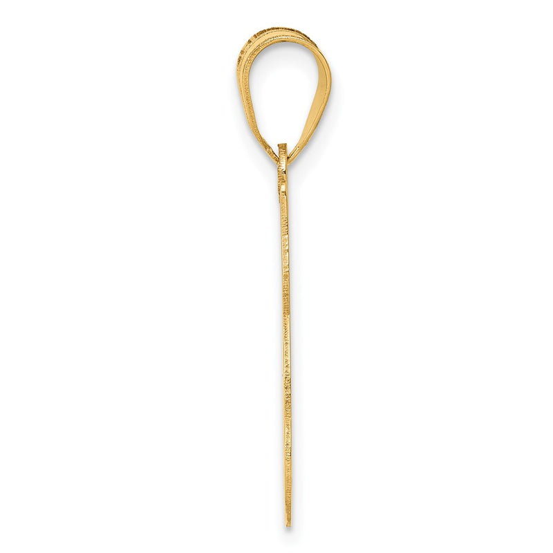 10K Yellow Gold Laser Cut Cat With Heart Charm