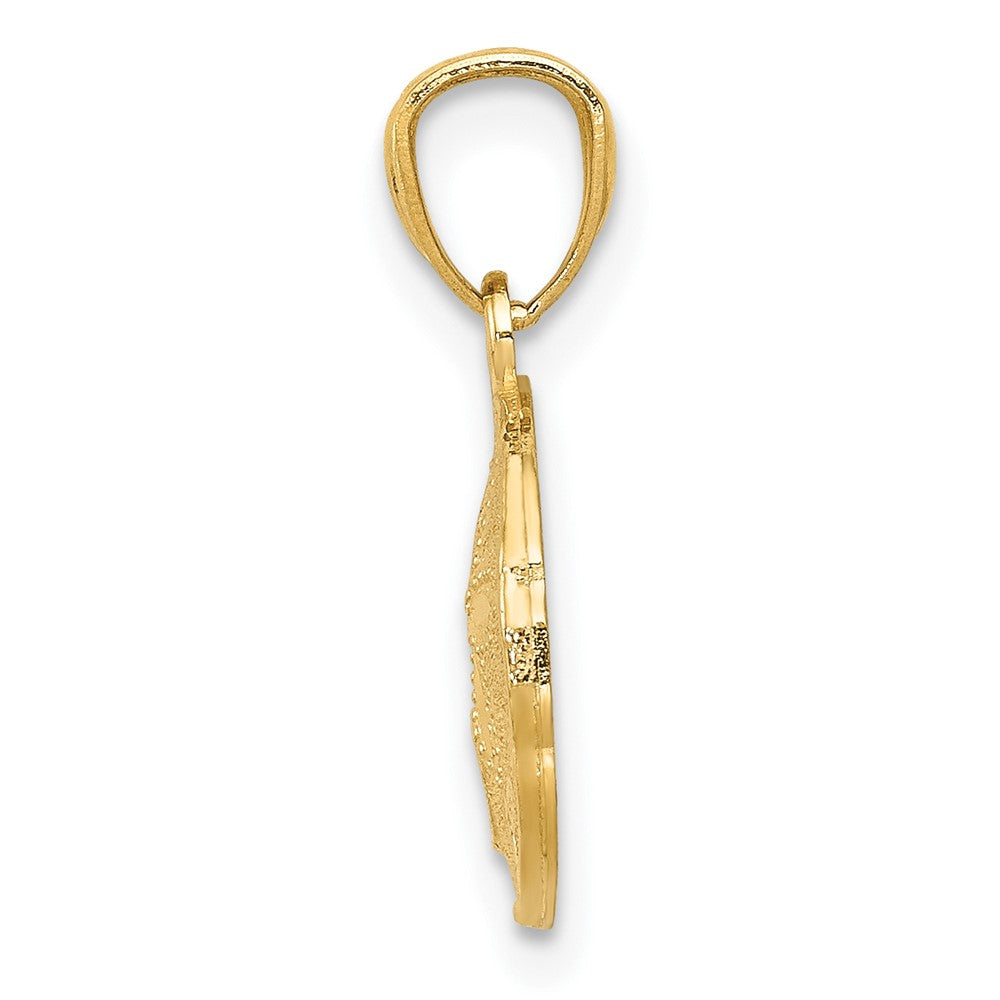 10K Yellow Gold Polished & Textured Sand Dollar Pendant