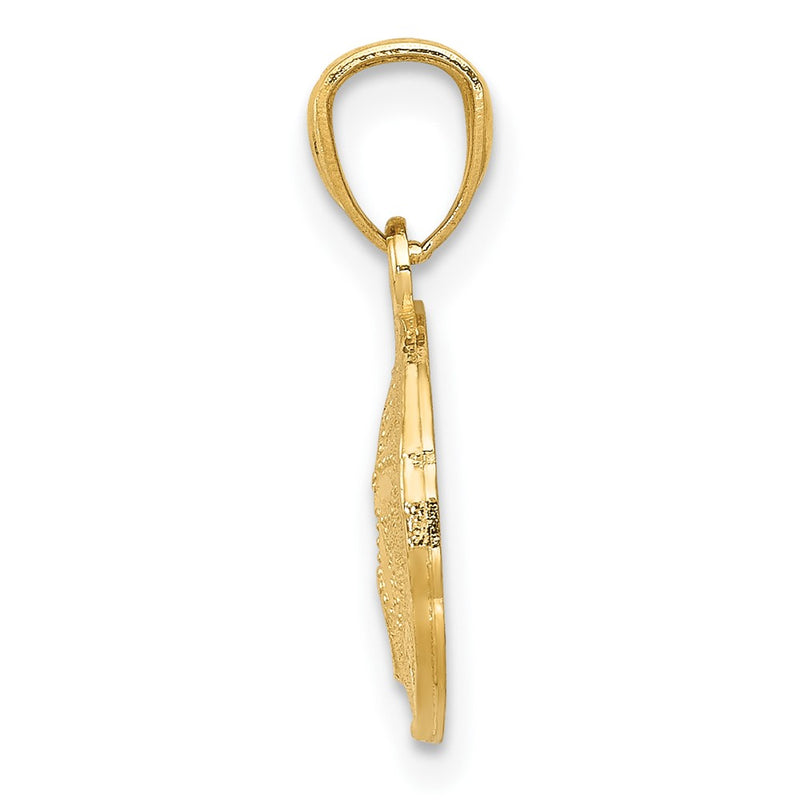 10K Yellow Gold Polished & Textured Sand Dollar Pendant