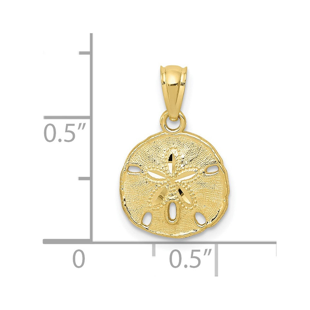 10K Yellow Gold Polished & Textured Sand Dollar Pendant