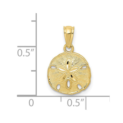 10K Yellow Gold Polished & Textured Sand Dollar Pendant