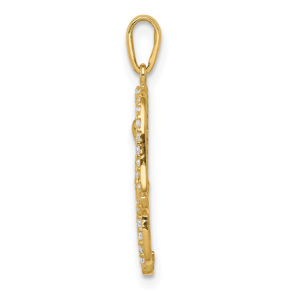10K Yellow Gold 10K Multi-Colored Cz Hamsa Pendant