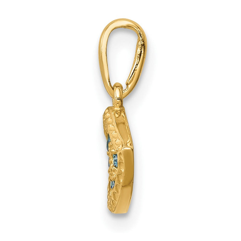 10K Yellow Gold 10K Blue Cz Eye Pendant