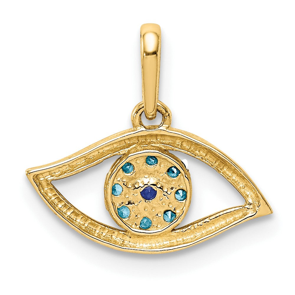 10K Yellow Gold 10K Blue Cz Eye Pendant