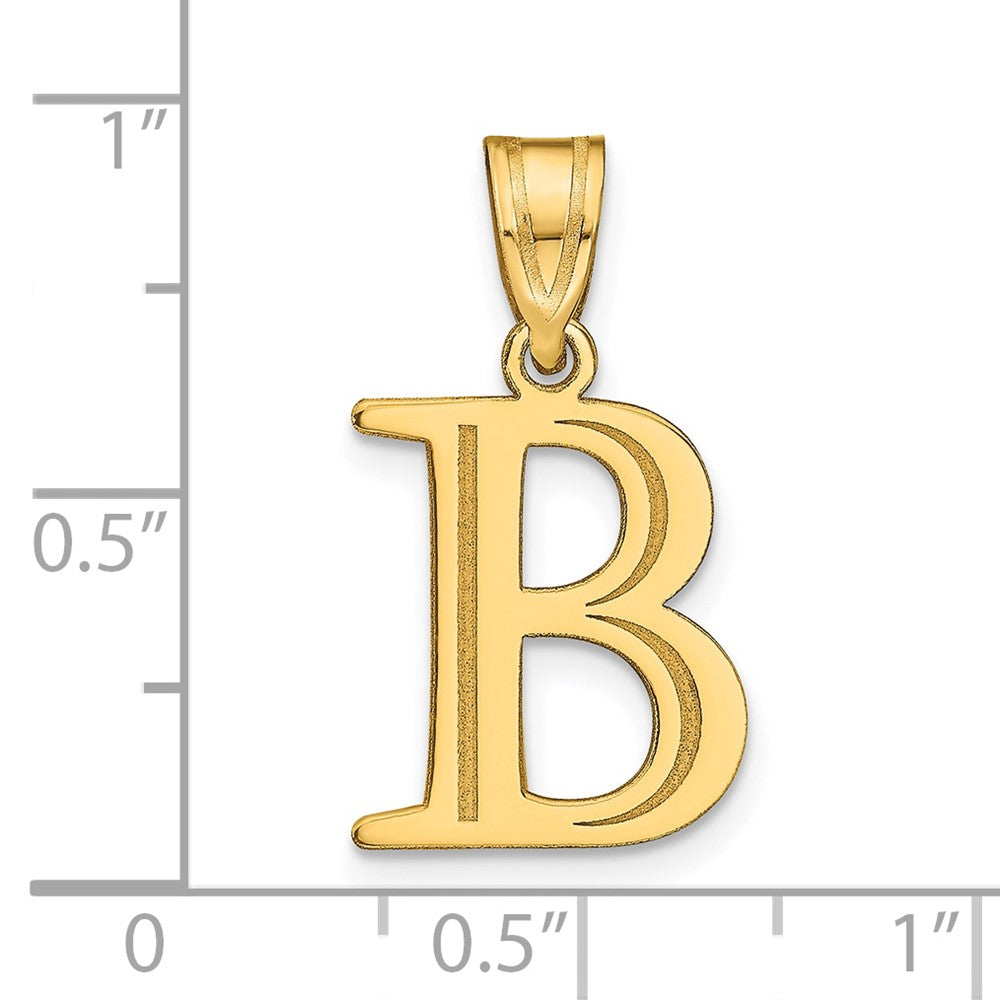 10K Yellow Gold 10K Polished Etched Letter B Initial Pendant