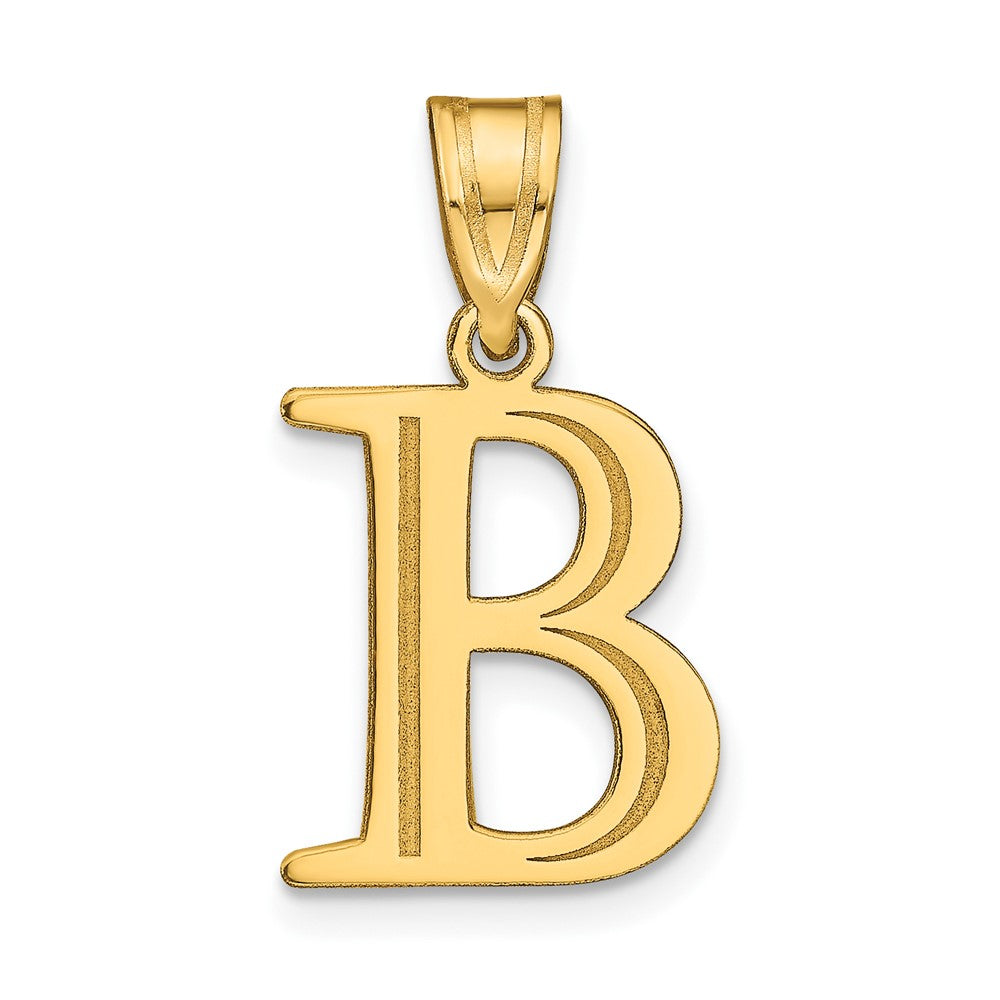 10K Yellow Gold 10K Polished Etched Letter B Initial Pendant