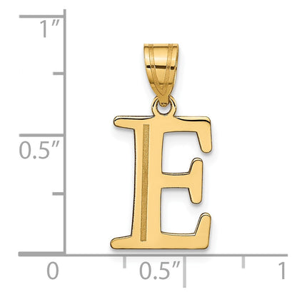 10K Yellow Gold 10K Polished Etched Letter E Initial Pendant