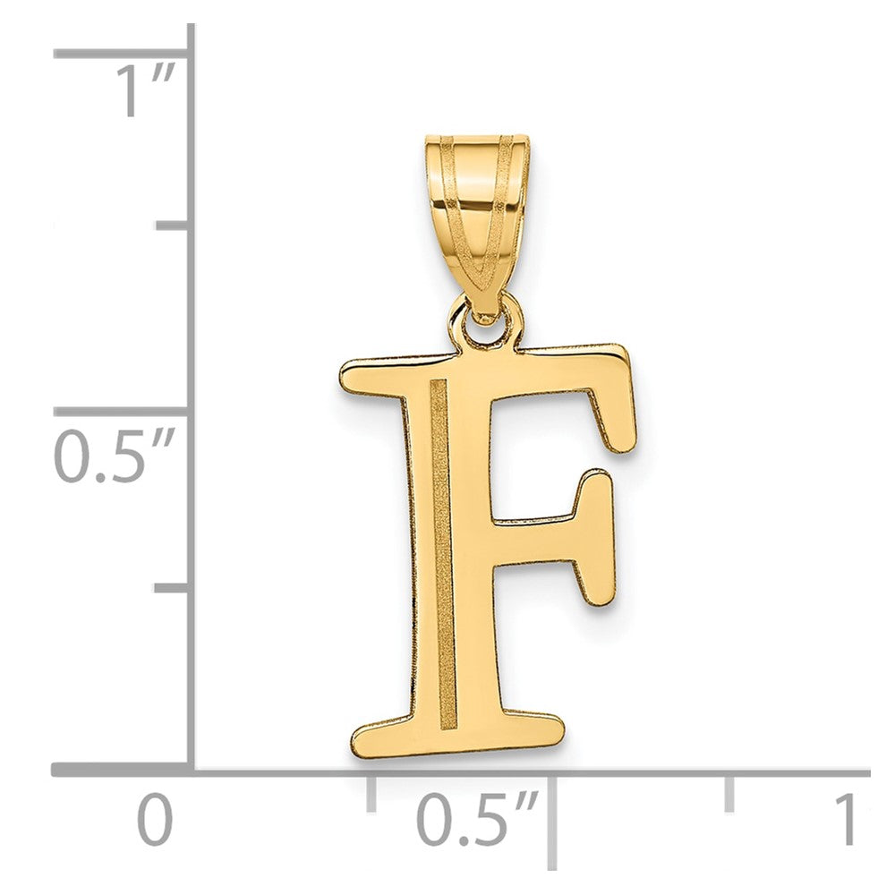10K Yellow Gold 10K Polished Etched Letter F Initial Pendant