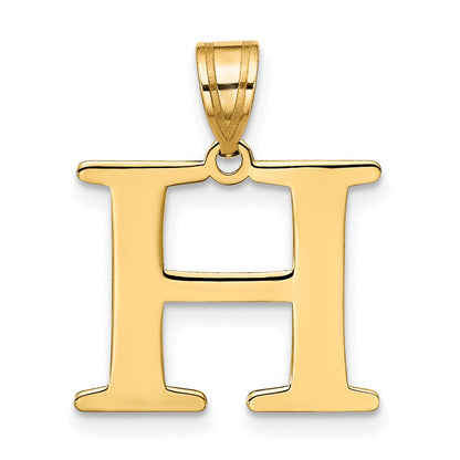10K Yellow Gold 10K Polished Etched Letter H Initial Pendant