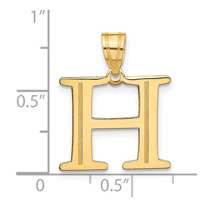 10K Yellow Gold 10K Polished Etched Letter H Initial Pendant