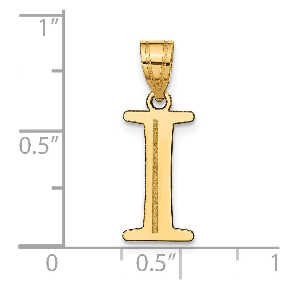 10K Yellow Gold 10K Polished Etched Letter I Initial Pendant