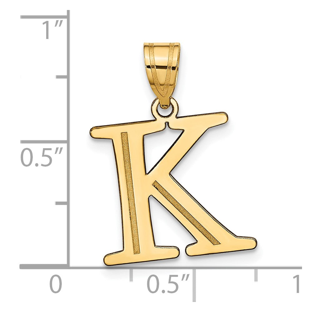 10K Yellow Gold 10K Polished Etched Letter K Initial Pendant