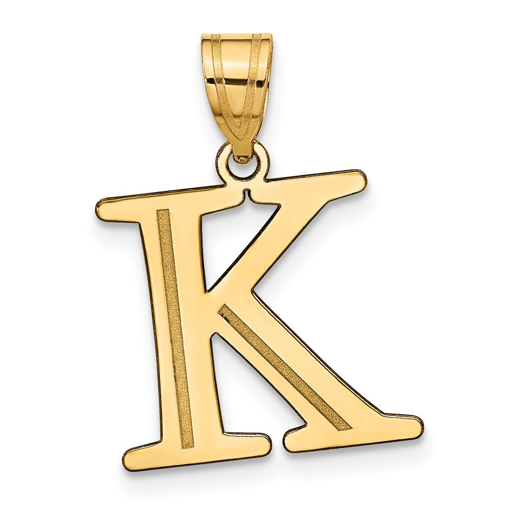 10K Yellow Gold 10K Polished Etched Letter K Initial Pendant