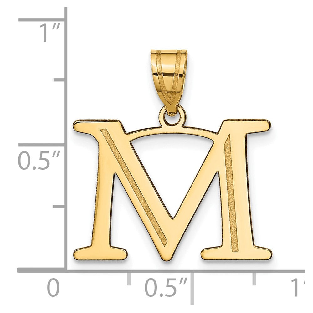 10K Yellow Gold 10K Polished Etched Letter M Initial Pendant