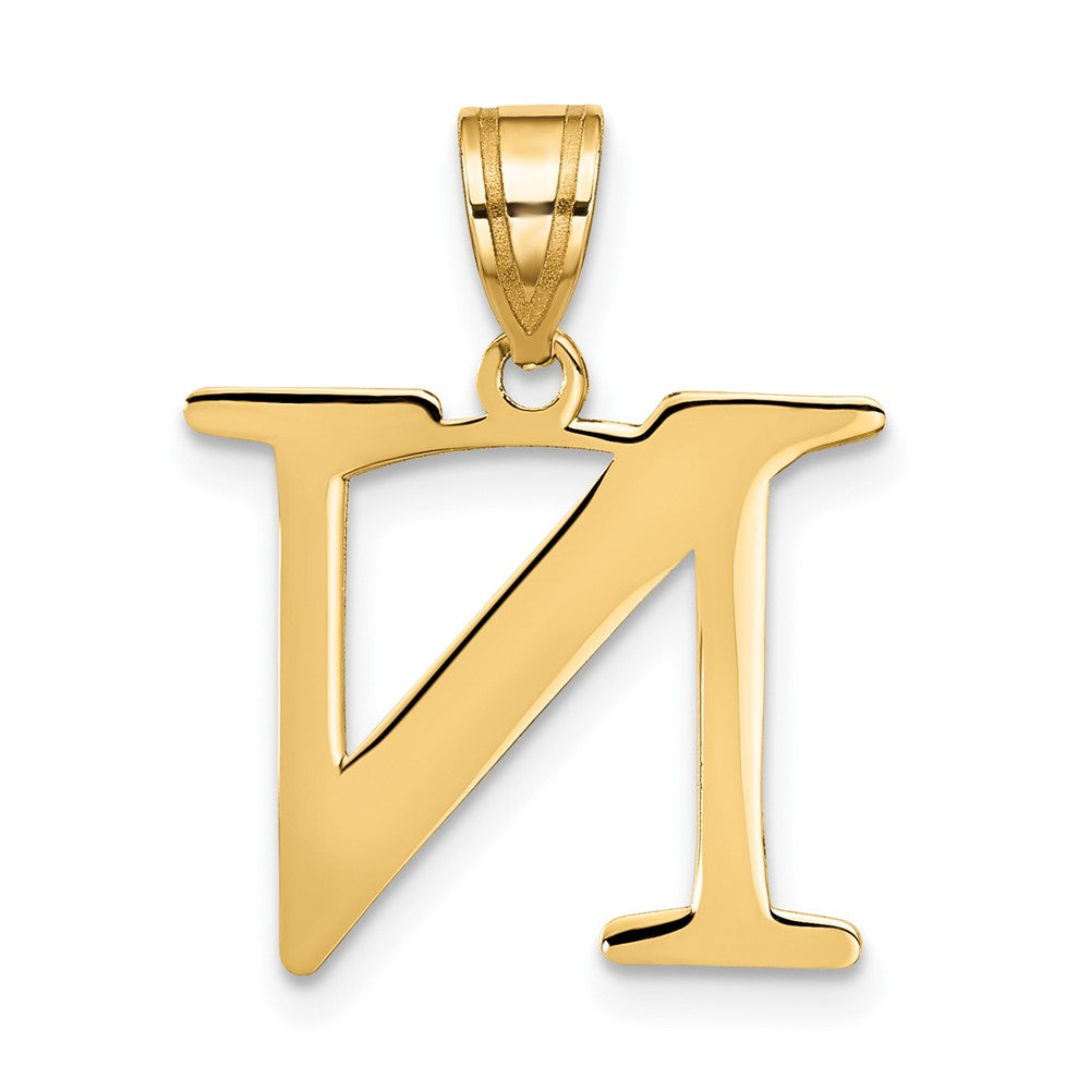 10K Yellow Gold 10K Polished Etched Letter N Initial Pendant
