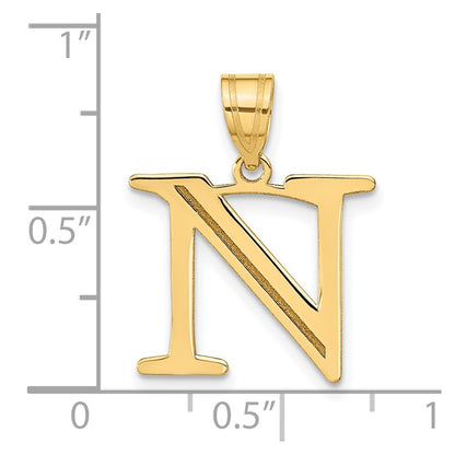 10K Yellow Gold 10K Polished Etched Letter N Initial Pendant