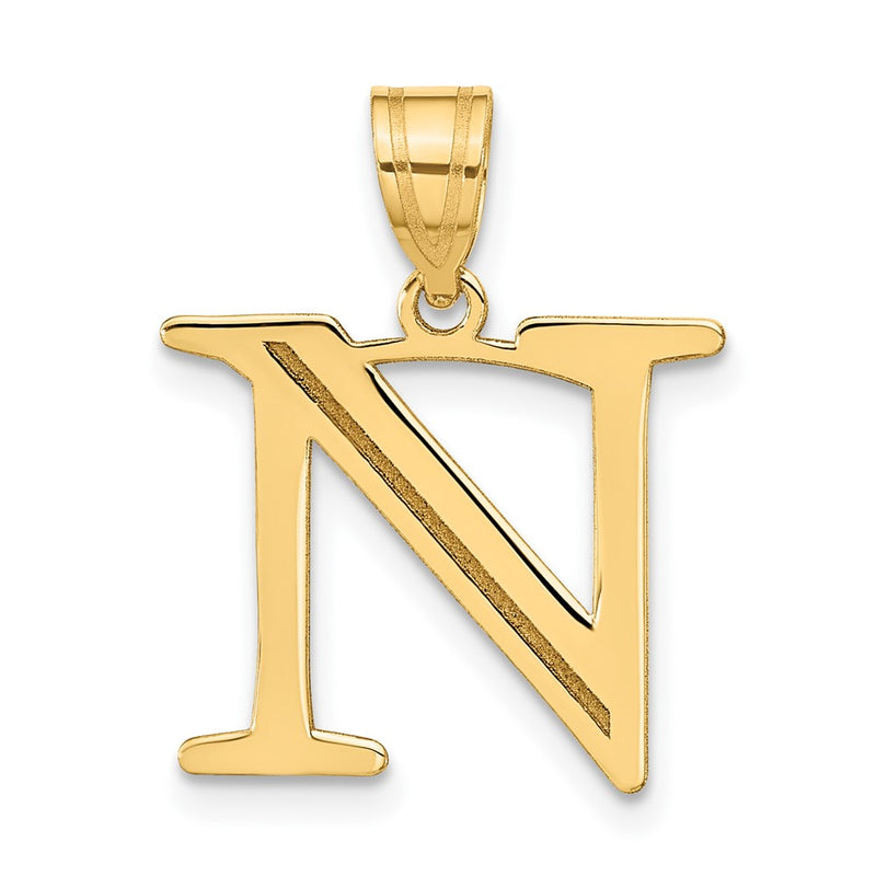 10K Yellow Gold 10K Polished Etched Letter N Initial Pendant