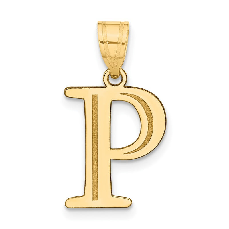 10K Yellow Gold 10K Polished Etched Letter P Initial Pendant