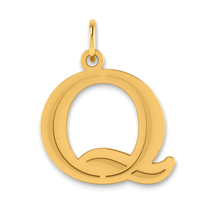 10K Yellow Gold 10K Polished Etched Letter Q Initial Pendant