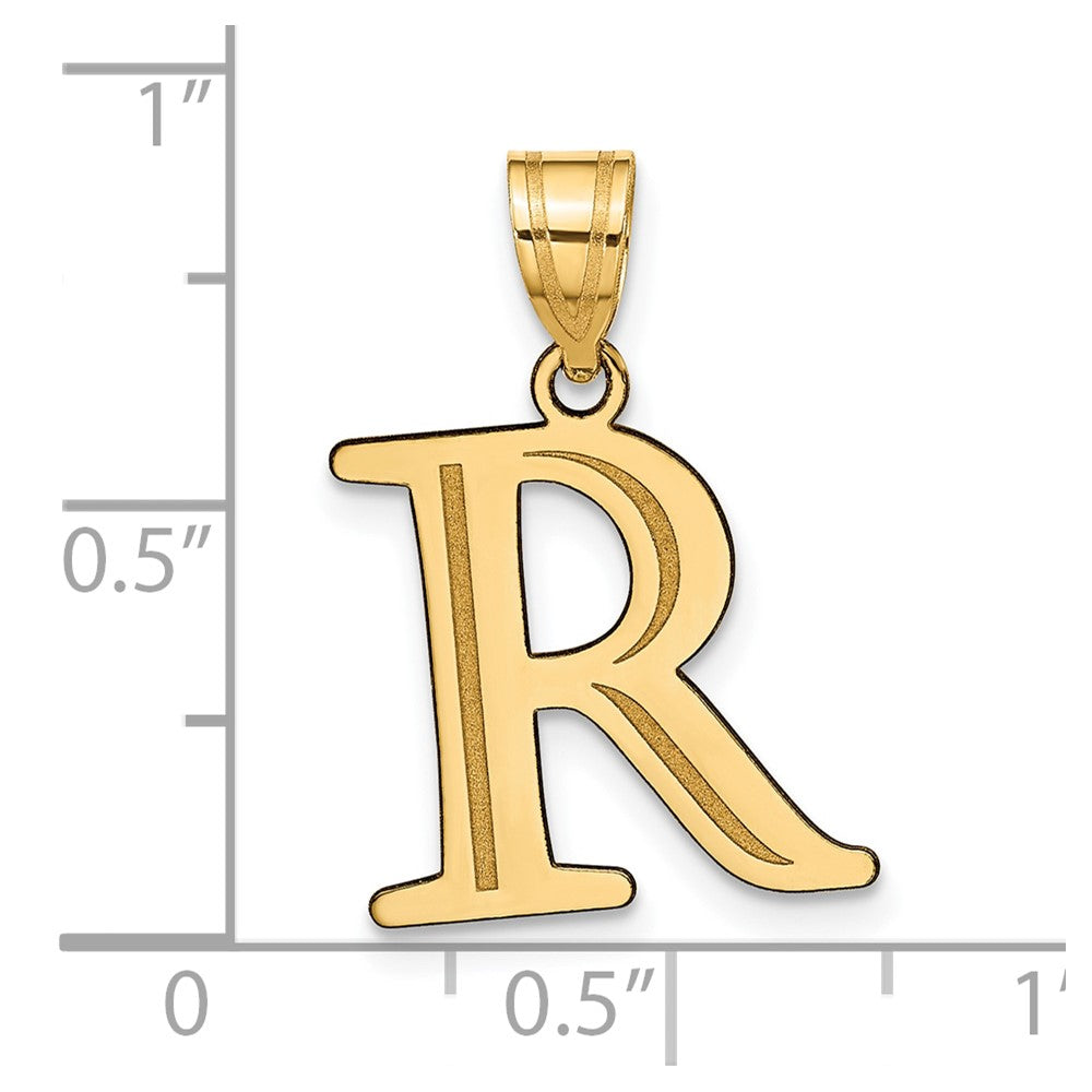 10K Yellow Gold 10K Polished Etched Letter R Initial Pendant