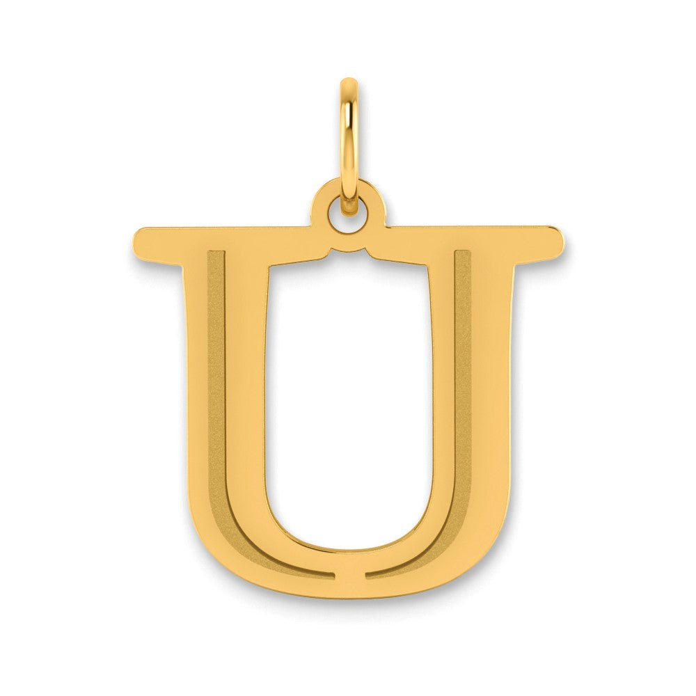 10K Yellow Gold 10K Polished Etched Letter U Initial Pendant