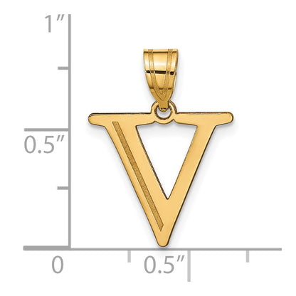 10K Yellow Gold 10K Polished Etched Letter V Initial Pendant