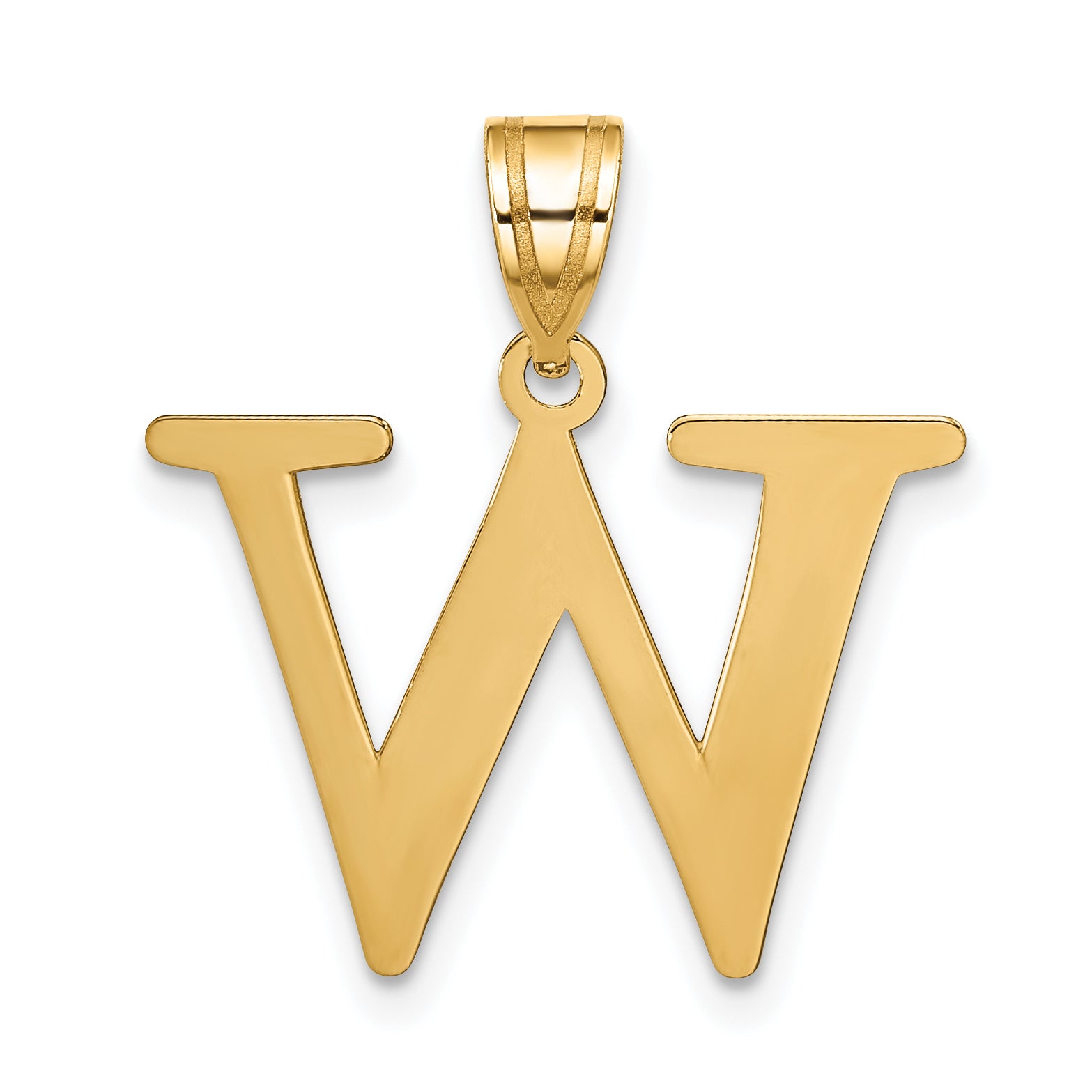 10K Yellow Gold 10K Polished Etched Letter W Initial Pendant