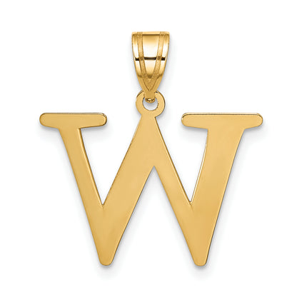 10K Yellow Gold 10K Polished Etched Letter W Initial Pendant