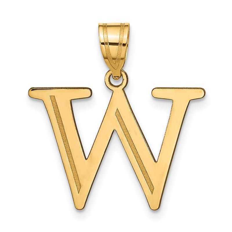 10K Yellow Gold 10K Polished Etched Letter W Initial Pendant