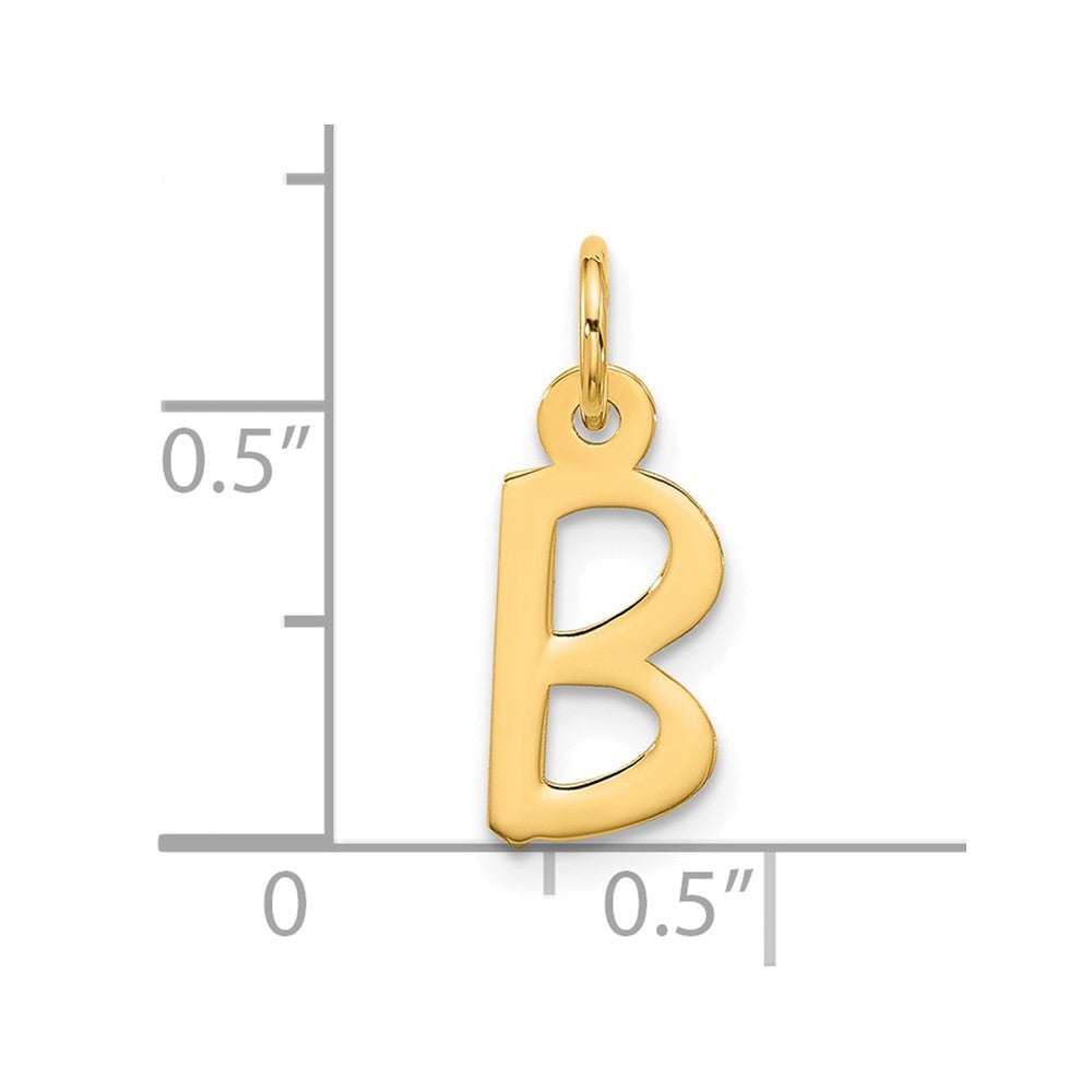 10K Yellow Gold Large Slanted Block Initial B Charm