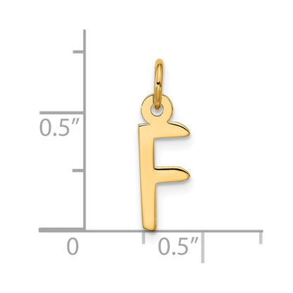 10K Yellow Gold Large Slanted Block Initial F Charm