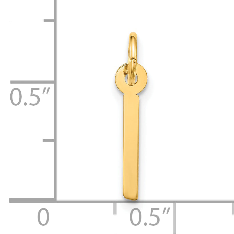 10K Yellow Gold Large Slanted Block Initial I Charm