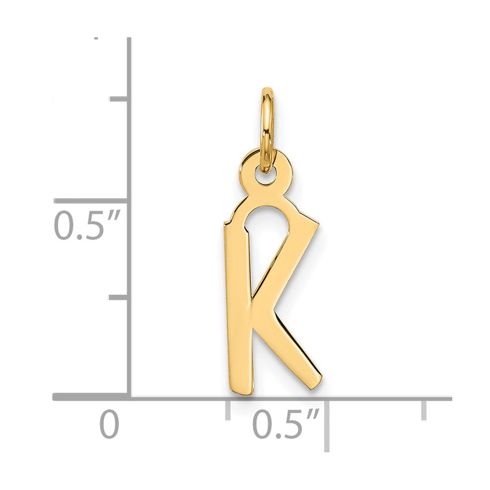 10K Yellow Gold Large Slanted Block Initial K Charm