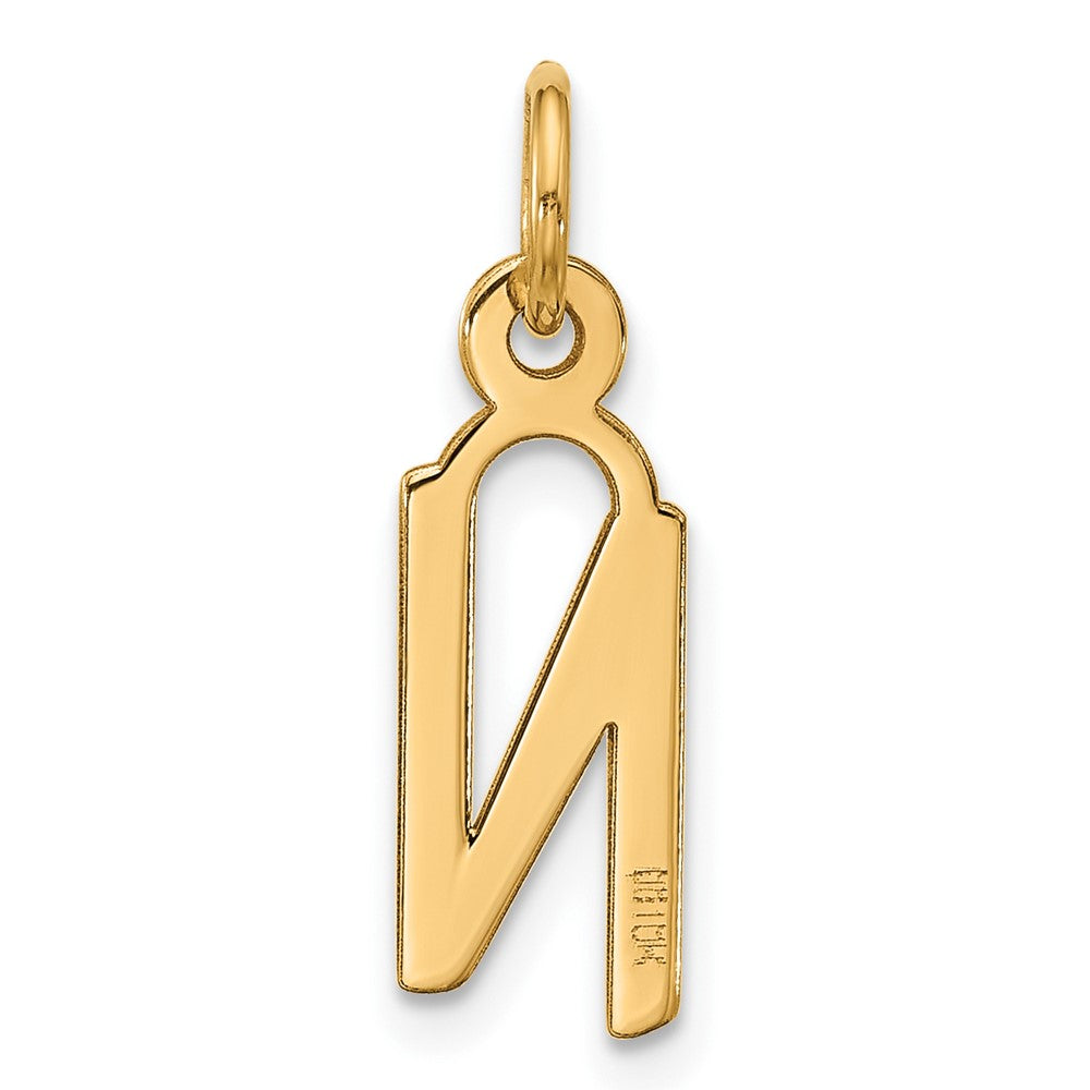 10K Yellow Gold Large Slanted Block Initial N Charm