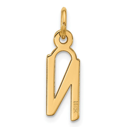 10K Yellow Gold Large Slanted Block Initial N Charm